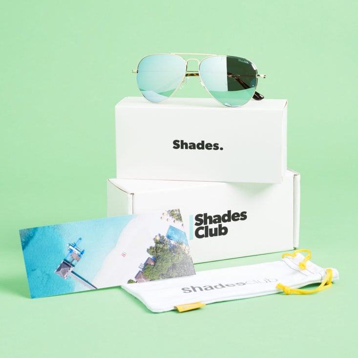 Sunglasses on top of boxes 