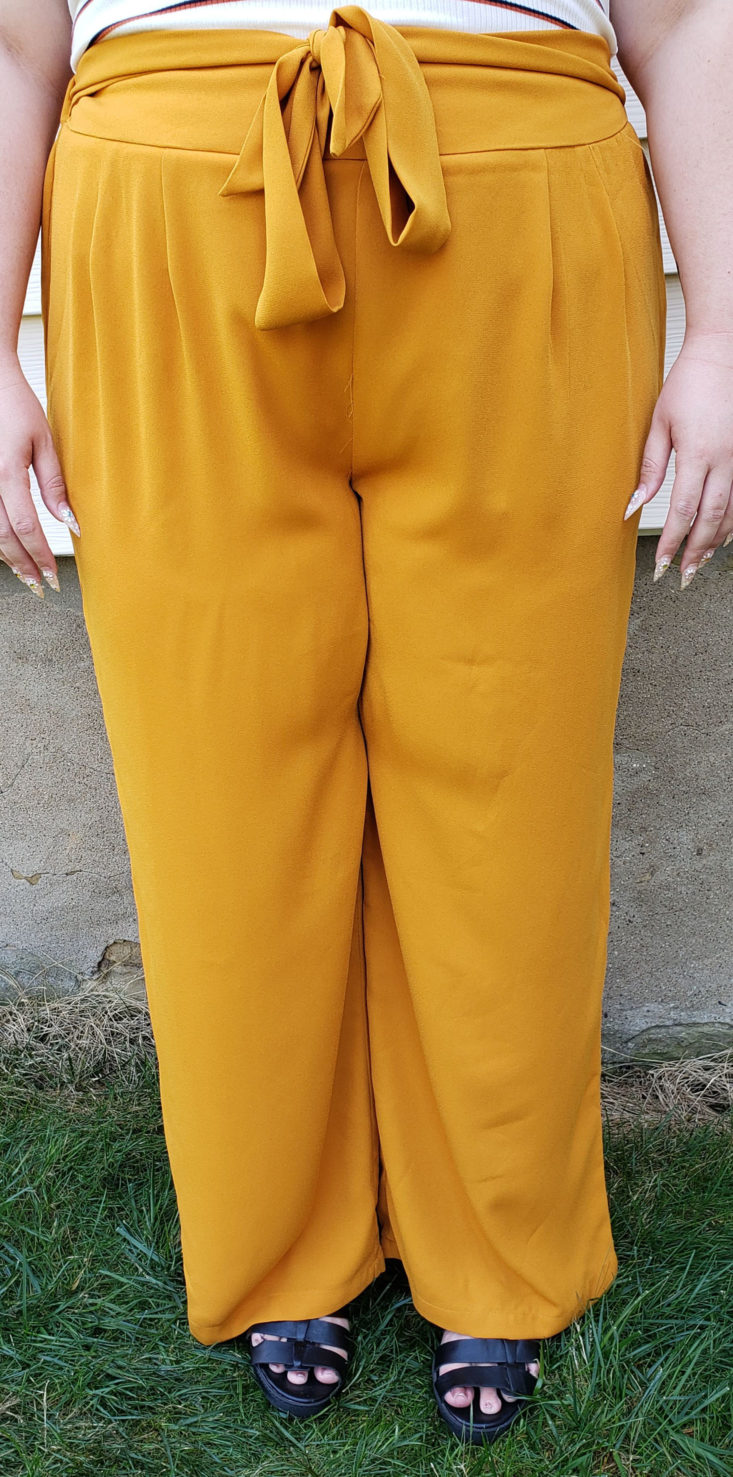 Shoe Dazzle July 2019 - Plus Size Tie Wide Leg Pants in Golden Oak 4
