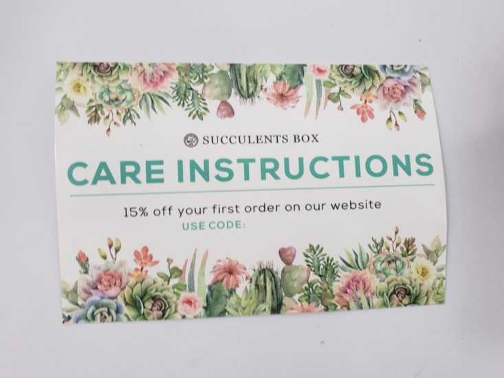 Succulents July 2019 - Care Instructions Front Top