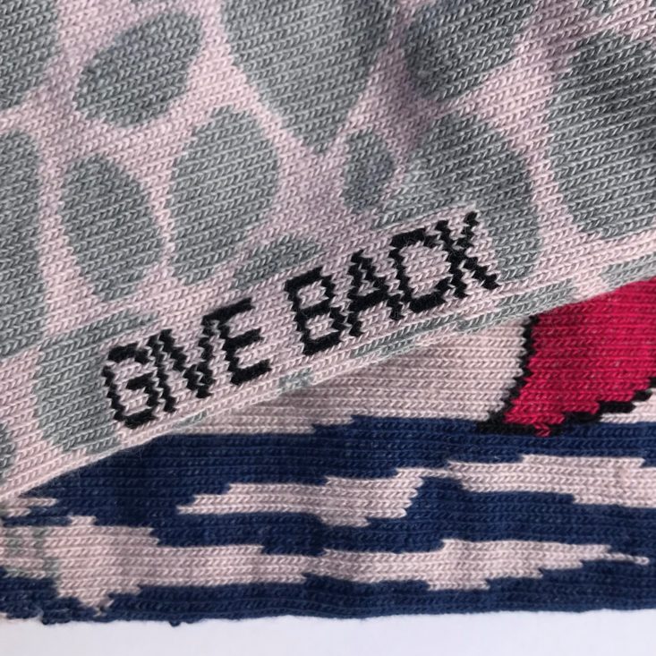 Sock Panda October 2019 Review - romantic rain socks "give back" detail on bottom