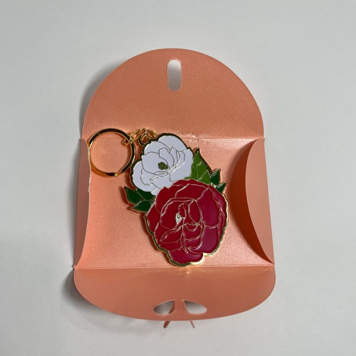 Loved + Blessed Subscription Box August 2019 - Peony Keychain Unwrapped Top