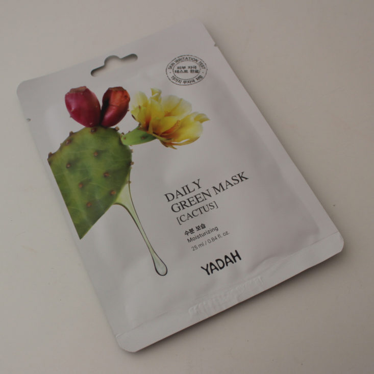 Mask Maven Subscription Box August 2019 - Yadah Daily Green Mask Cactus Top