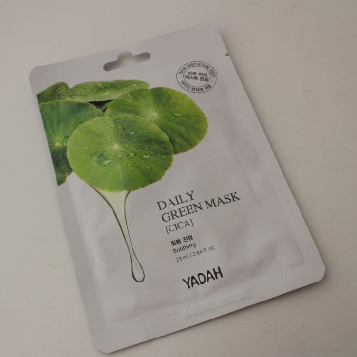Mask Maven Subscription Box August 2019 - Yadah Daily Green Mask Cica Top