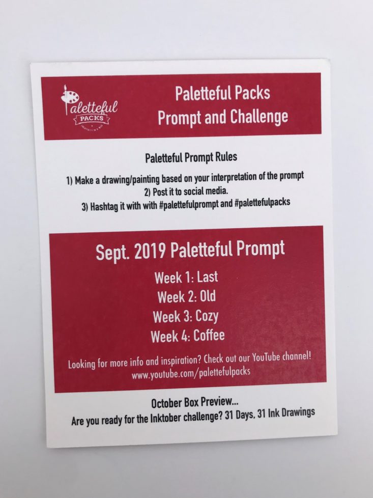 Paletteful Packs September 2019 - Content Sheet Backside Top