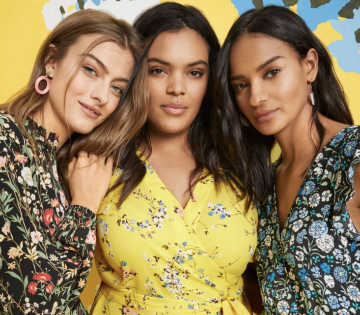 three women in colorful floral print infinitely loft looks