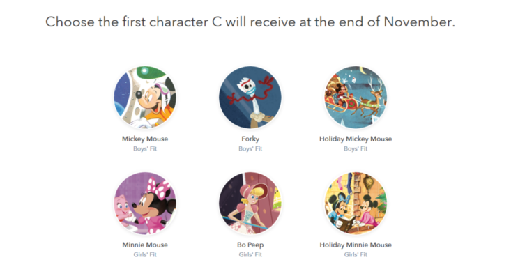 Disney Bedtime Adventure characters selection