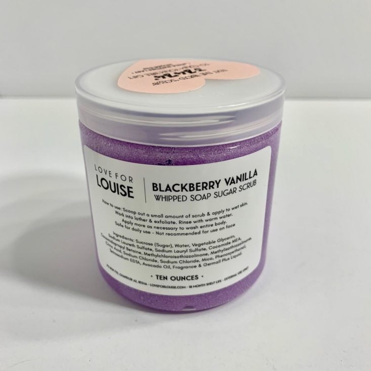 Brown Sugar Box September 2019 - Love for Louise Whipped Soap Sugar Scrub – Blackberry Vanilla Packed Front