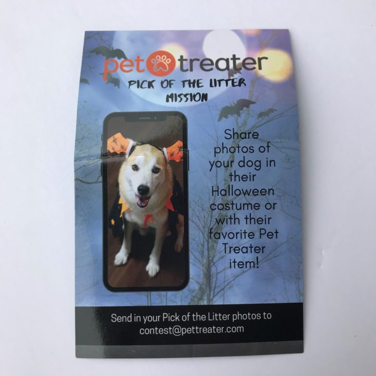 Pet Treater Oct 2019 back of pet of the month