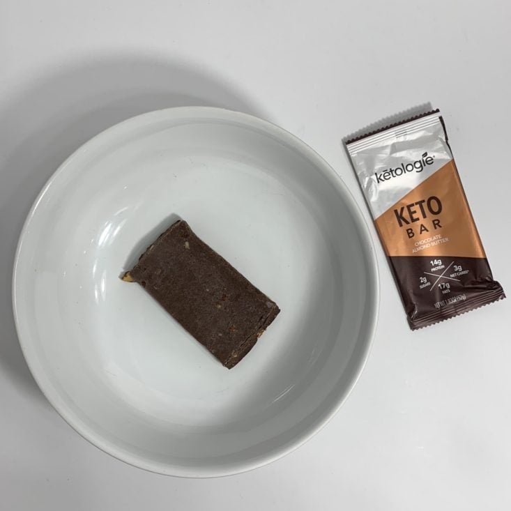 Keto Krate Review October 2019 - Almond Butter Bar Plated Top